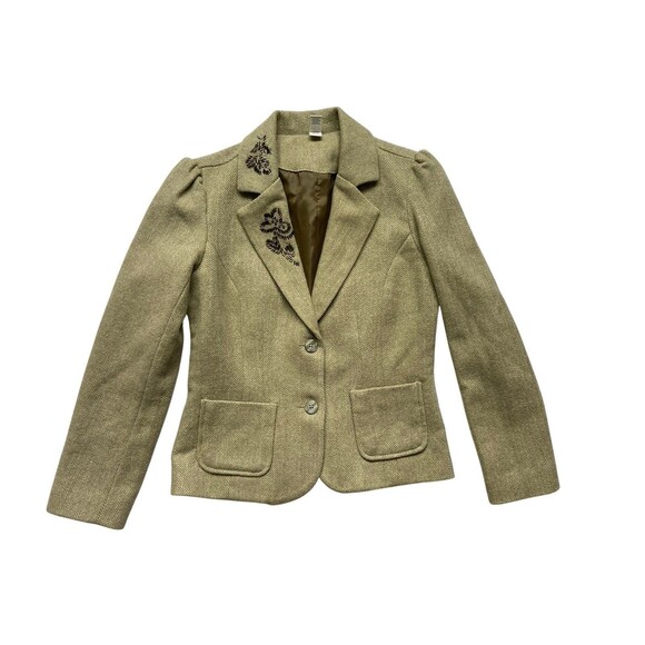 Vintage Y2K Old Navy Herringbone Wool Blazer Size S Fitted Short Academia Preppy - Picture 11 of 16